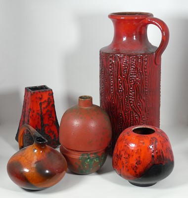 Lot 48 - A West German red glazed pottery vase, having...