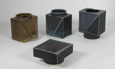 Lot 57 - Three studio stoneware vases, each of...