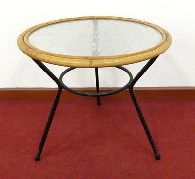 Lot 435 - A 1960s bamboo and frosted glass inset topped...