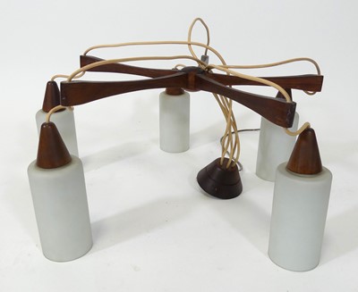 Lot 441 - A 1960s Danish teak framed five-light...