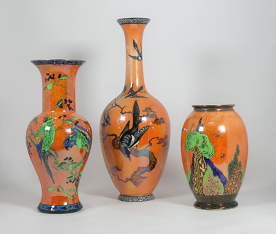 Lot 8 - An Art Deco Carltonware orange lustre 'Parrot'...