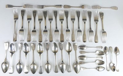 Lot 2197 - A 19th century silver harlequin cutlery suite,...