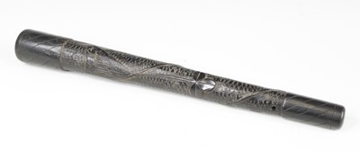 Lot 674 - A 19th century Irish bog oak truncheon, carved...