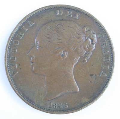 Lot 3235 - Great Britain, 1845 penny, obv: Victoria young...