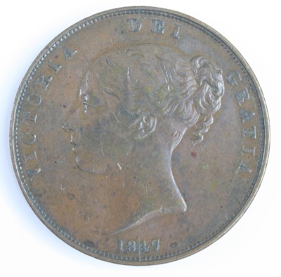 Lot 3237 - Great Britain, 1847 penny, obv: Victoria young...