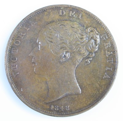 Lot 3238 - Great Britain, 1848 penny, obv: Victoria young...