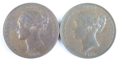 Lot 3247 - Great Britain, 1858 penny, obv: Victoria young...