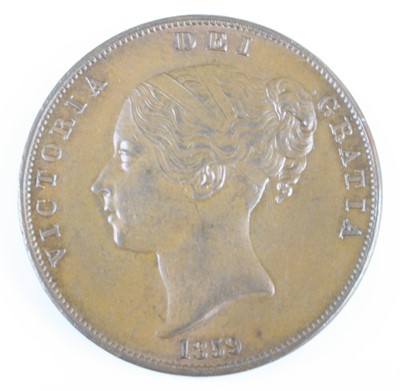 Lot 3248 - Great Britain, 1859 penny, obv: Victoria young...