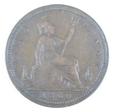 Lot 3249 - Great Britain, 1860 penny, obv: Victoria 2nd...