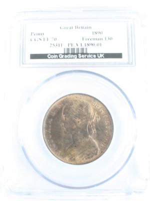 Lot 3262 - Great Britain, 1890 penny, obv: Victoria...