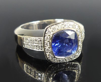 Lot 2257 - A French 18ct white gold sapphire and diamond...