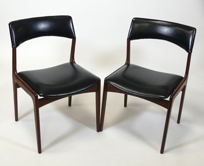 Lot 454 - A set of six 1960s teak and black vinyl pad...