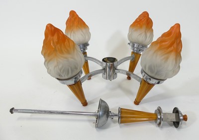 Lot 429 - An Art Deco chromed metal and butterscotch...