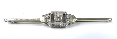 Lot 2240 - An Art Deco white metal diamond bar...