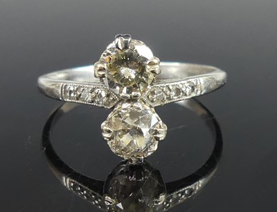 Lot 2251 - A white metal diamond two-stone...