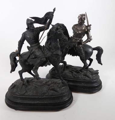 Lot 15 - A pair of 19th century spelter figures of...