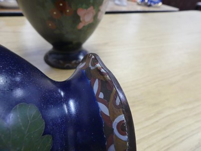 Lot 23 - A pair of Japanese cloisonne enamel decorated...
