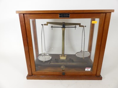 Lot 30 - A cased set of brass scales, h.40cm