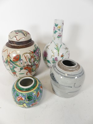 Lot 41 - A Chinese Nanking ginger jar, enamel decorated...