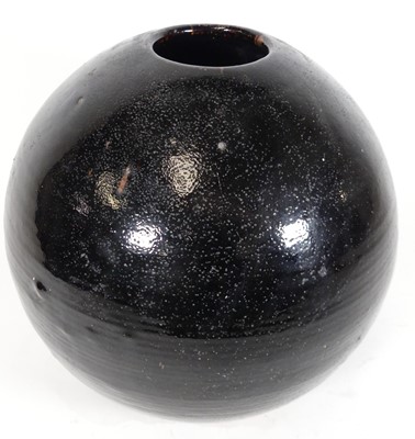 Lot 51 - A black glazed studio stoneware vase, of...