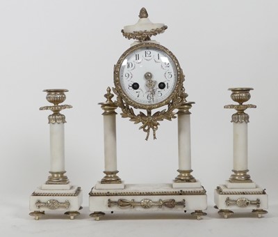 Lot 67 - An early 20th century French clock garniture,...