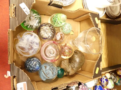 Lot 89 - A collection of various glass paperweights;...