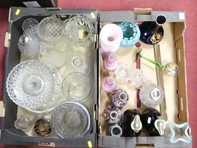 Lot 101 - Two boxes of glassware, to include coloured...