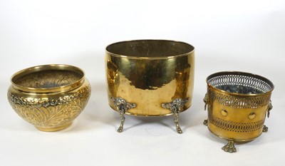 Lot 169 - A 19th century pierced brass wastepaper basket,...