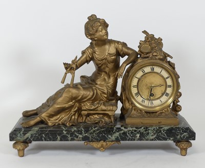 Lot 111 - A 19th century gilt spelter figural mantel...