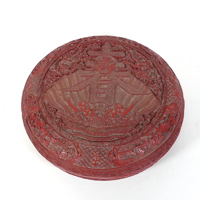 Lot 128 - A Chinese red cinnabar type lacquered box, of...