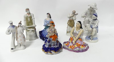 Lot 142 - A collection of Soviet porcelain figures, to...