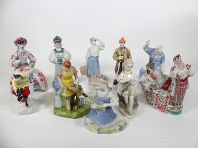 Lot 145 - A collection of Soviet porcelain figures, to...