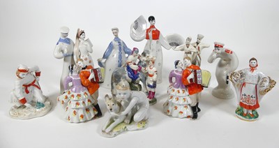 Lot 149 - A collection of Soviet porcelain figures, to...