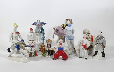 Lot 153 - A collection of Soviet porcelain figures, to...