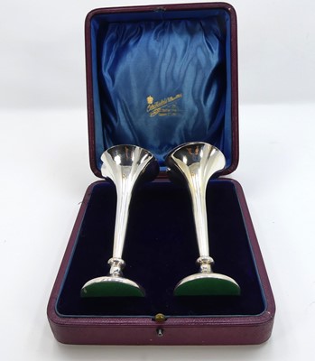 Lot 258 - A pair of George V silver spill vases, each of...