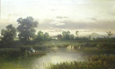 Lot 1022 - J. Rossi (late 19th century) - River landscape...