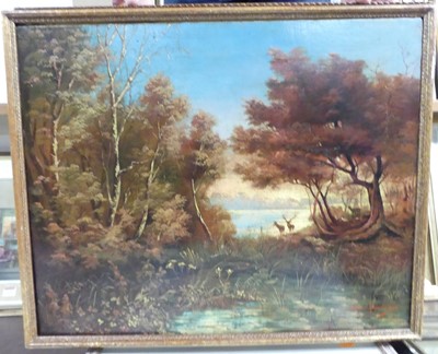 Lot 1019 - Richard Krautmann - Deer by the water's edge...