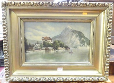 Lot 1030 - V. Rosetti - Italian lake scene, oil on canvas,...