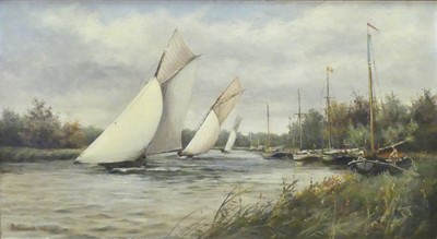 Lot 1049 - Percy Lionel - Boats racing on The Broads?,...