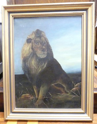 Lot 1058 - A Alaine - Lion study, oil on canvas, 37x27cm,...