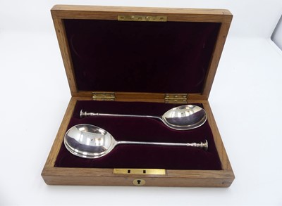 Lot 339 - A pair of 20th century silver anointing spoons,...