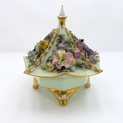 Lot 220 - An Abbeydale porcelain floral encrusted box...