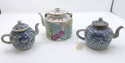 Lot 223 - A 20th century Chinese porcelain teapot,...