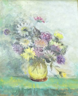 Lot 1025 - H. Wenn - Still life with flowers in glass...