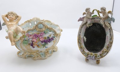 Lot 237 - A Dresden style floral encrusted porcelain...