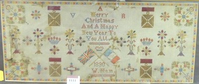 Lot 1111 - A late Victorian patriotic needlepoint dated...