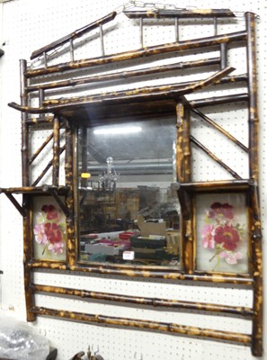 Lot 1144 - A Victorian bamboo hall mirror, w.79cm