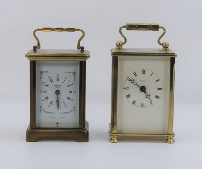 Lot 533 - A lacquered brass carriage clock, having a...