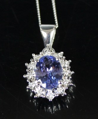 Lot 358 - A contemporary 9ct white gold, tanzanite and...