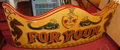 Lot 1189 - Three curved painted metal circus signs, in...